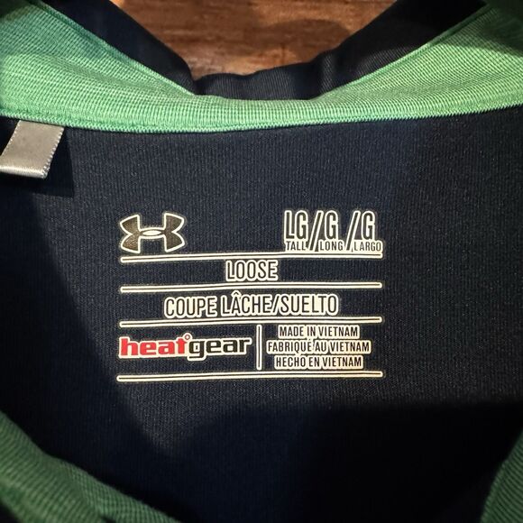 Under Armour TPC Saltgrass Polo Shirt L Short Sleeve Golf Blue Green Colorblock - Picture 3 of 6